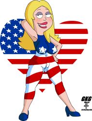 1girls american_dad american_flag areolae blonde_hair blush bodypaint breasts erect_nipples eyeshadow female female_only francine_smith gkg heart high_heels huge_breasts milf nipples nude painted_clothes puffy_areola pussy