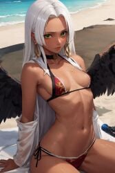 ai_generated angel artist_request boa_hancock brown_body brown_skin female female_only flat_chest one_piece petite s-snake_(one_piece) seraphim_(one_piece)