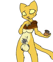 anthro balls breasts dickgirl feline fur guro infestation intersex katia_managan kaz khajiit mammal nude parasite prequel rule_63 solo the_elder_scrolls unknown_artist video_games webcomic yellow_fur