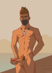 balls bara big_balls big_penis blonde_hair cum drift_(fortnite) epic_games erection fortnite male male_nipples male_only male_pubic_hair masturbation mohawk mohawk_(hairstyle) muscular_male nipples nude penis zhadoiz