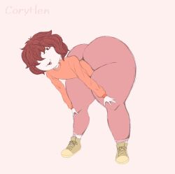 1boy artist_name ass bending_over colored coryhen_(artist) fat_ass femboy flat_chest hand_on_knee huge_ass ibispaintx self_upload