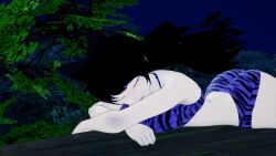 2girls 3d ass bikini black_hair blake_belladonna breasts cat_ears cat_girl crossover faunus jungle koikatsu large_ass large_breasts lipstick long_hair mrkoiru on_stomach outdoors pale_skin purple_lipstick rwby short_hair sleeping swimsuit the_jungle_book tiger_print tree yellow_eyes