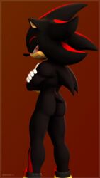 2017 3d anthro anus ass averyhyena hedgehog hi_res male male_only mammal muscular nude presenting rear_view shadow_the_hedgehog solo sonic_(series) source_filmmaker video_games