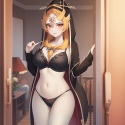 1girls ai_generated big_breasts black_bra breasts clothing female female_only happy long_hair midna nintendo public ruptuorie solo the_legend_of_zelda the_legend_of_zelda:_twilight_princess twili_midna twilight_princess