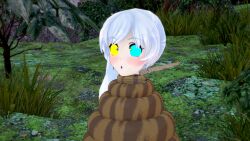 3d asphyxiation bikini blue_eyes blue_lipstick breasts choking coiling crossed_eyes facial_scar femsub hypnosis jungle kaa kaa_eyes koikatsu lipstick long_hair maledom medium_breasts mind_control mrkoiru open_mouth outdoors ponytail rwby scar snake surprised swimsuit the_jungle_book weiss_schnee white_hair