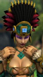 3d animated awilix_(smite) bouncing_breasts clothed female female_only human smile smite solo tagme