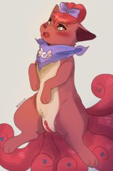 canine female feral mammal nintendo pokemon pokemon_(species) pokemon_mystery_dungeon pussy quinces simple_background solo video_games vulpix white_background