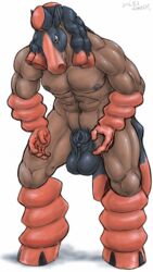 1boy 2016 5_fingers abs angry animal_genitalia animal_penis anthro anthrofied arm_tuft biceps big_testicles biped black_body black_hair black_nipples black_penis black_skin black_tail brown_body collarbone dreadlocks equine equine_penis facial_markings front_view frown full-length_portrait fully_sheathed furry grey_eyes hair horsecock humanoid_hands japanese kemono leaning leaning_forward leg_tuft male male_only mammal mane markings mudsdale multicolored_body multicolored_hair muscular muscular_male muzzle_(marking) namecat navel nintendo nipples nude orange_body orange_hair orange_tail pecs penis pokémon_(species) pokemon pokemon_sm pokemorph portrait quads shadow sheath simple_background solo standing testicles two_tone_hair two_tone_tail veiny_muscles video_games white_background