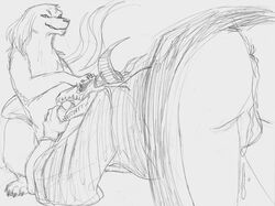 2017 anthro anthro_on_feral ass canine cum cum_in_ass cum_inside cum_leaking demon elias_ainsworth fellatio feral interspecies male male_on_feral mammal monster oral penis presenting presenting_hindquarters rjdog115 ruth_(mahoutsukai_no_yome) sex size_difference small_dom_big_sub the_ancient_magus_bride traditional_media_(artwork) yaoi zoophilia