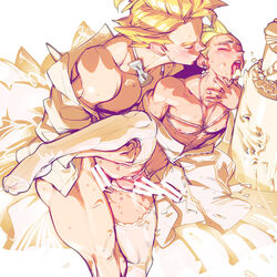 2boys anal ass bara bride cake censored crossdressing cum dragon_ball feet femboy food gay leg_lift male male_only multiple_boys muscle penetration penis sex super_saiyan supobi tagme testicles thrusting wedding yaoi