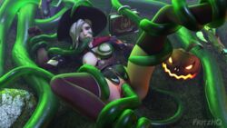 3d alternate_costume areolae breasts female fritzhq halloween mercy nipples overwatch penetration pussy sex spread_legs tentacle tentacle_sex thighhighs vaginal_penetration witch_mercy