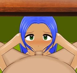 2boys :>= androgynous animated animated_gif blue_hair boyslut_(artist) fellatio femboy girly green_eyes looking_at_viewer male male_on_male oral pov tagme trap yaoi