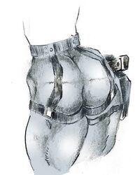 1girls ass female female_only guarana_taravana gun holster metal_gear metal_gear_solid rule_63 sketch skin_tight solid_snake solo