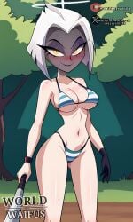 ai_generated baseball_bat baseball_cap hazbin_hotel lute_(hazbin_hotel) sports_bra