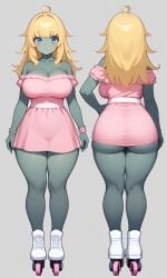 ai_generated back_view blonde_hair blonde_hair_female blue_eyes blush blushed glitter_zombie_(pvz) long_hair