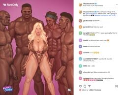 2d bimbo blonde_hair busty comic erect_penis female female_focus green_eyes hourglass_figure interracial kennycomix light-skinned_female light_skin long_hair milf png riayh riley_peach tagme thirst_trap_(comic) wide_hips yair