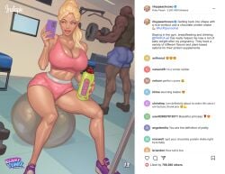 2d bimbo blonde_hair busty comic female female_focus green_eyes hourglass_figure interracial kennycomix light-skinned_female light_skin long_hair png riayh riley_peach tagme thirst_trap_(comic) wide_hips yair