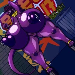 1:1 5_fingers anthro ass big_breasts big_butt big_nipples bodily_fluids breasts clothing collar deltarune english_text feet female fingers footwear genitals hair huge_breasts huge_butt hyper hyper_breasts jigglyjiqqy lactating lizard night nipples non-mammal_nipples outside purple_body purple_hair purple_nipples pussy reptile scalie shaded sharp_teeth shoes solo standing susie_(deltarune) tail teeth text toes undertale_(series)