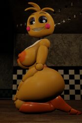 3d 3d_(artwork) animatronic big_breasts breasts chicken female five_nights_at_freddy's five_nights_at_freddy's_2 nago_va robot toy_chica_(fnaf) toy_chica_(love_taste)