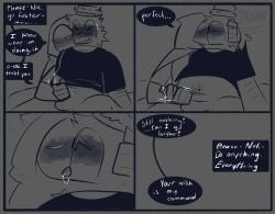 007n7_(forsaken) 2boys blush forsaken_(roblox) gay hairy hairy_arms handjob jacking_off_another making_out noli_(forsaken) overweight overweight_male precum roblox sweat yaoi
