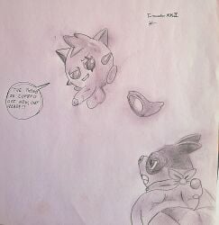 axel_the_tepig bacon_butt_(tepigfan101) big_penis creampuff_(tepigfan101) dialogue gift_art imminent_attack jigglypuff penis pokemon supervillain sus_(pig) tepig thong traditional_media_(artwork)