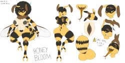 2025 2_toes 3_fingers 4_arms 4_eyes afro ahe_gao angry antennae_(anatomy) anthro areola arthropod arthropod_abdomen ass bee big_areola big_breasts big_butt big_nipples big_wings black_body black_fur black_hair black_nipples black_sclera black_stripes breasts brown_body brown_eyebrows brown_fur brown_pussy caution_sign cheek_tuft chest_fur clitoral_hood clitoris close-up countershade_torso countershading crotch_tuft curvy_figure english_text eyebrows eyelashes facial_tuft fangs feet female fingers fluffy fluffy_chest flying frown fur genitals glistening glistening_eyes hair happy hi_res honey_bee honey_bloom hymenopteran insect_wings insects long_tongue looking_pleasured meatboom membrane_(anatomy) membranous_wings model_sheet multi_arm multi_eye multi_limb navel nipples nude open_mouth open_smile pubes pupils pussy sad smile stinger stripes teeth text thick_eyebrows thick_thighs toes tongue tongue_out tuft unusual_pupils urethra uvula wide_hips wings yellow_body yellow_eyes yellow_fur yellow_stripes yellow_tongue