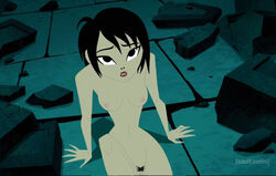 ashi_(samurai_jack) black_hair breasts daughters_of_aku edit legs_held_open naked pubes pubic_hair pussy samurai_jack