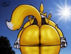 1girls anthro ass ass_focus big_ass bubble_butt dat_ass digimon digimon_(species) fat_ass female female_only huge_ass large_ass panties panties_down png pussy raised_tail renamon sligarthetiger solo tail thick_ass thick_thighs thong wide_hips