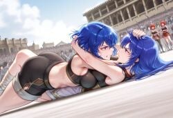 2girls ai_generated angry ass belly breasts caeda_(fire_emblem) catfight catria_(fire_emblem) fight fire_emblem hate