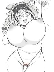 1girls arknights female goldenglow_(arknights) haviechi huge_breasts large_breasts monochrome sketch topless