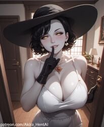 ai_assisted ai_generated akira_hentai akira_hentai alcina_dimitrescu date dating door flirting horny in_doorway inviting looking_down opening patreon_reward patreon_username resident_evil resident_evil_8:_village shushing