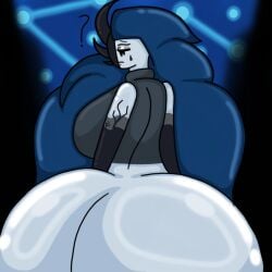 ass_focus background big_ass bubble_butt closed_eyes clothing dark_blue_hair fat_ass half_naked knight_of_despair library_of_ruina lobotomy_corporation long_hair looking_at_viewer oomyloops pale_skin project_moon question_mark shiny_hair shiny_skin solo spankable_ass