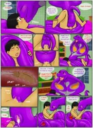 a_(character) arbok bed comic cum cum_in_pussy cum_inside female forked_tongue hi_res human inside internal interspecies kissing larger_female livinlovindude male mammal mushroom nintendo penetration penis pokémon_(species) poképhilia pokemon purple_scales pussy reptile saliva scales scalie sex size_difference smaller_male smile snake snake_hood straight text tongue vaginal_penetration video_games