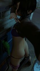 1girls 3d ass ass_focus bra butt_focus dbd dead_by_daylight exhibitionism leg_band nude panty_pull peace_sign purple_bra purple_panties saltyu selfie shirt shirt_lift shirt_up shorts_down shorts_pull source_request tagme undressing yui_kimura