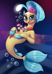 2017 absurd_res blush bubble dankflank equine female fish hi_res looking_at_viewer marine my_little_pony my_little_pony_the_movie no_humans princess_skystar_(mlp) pussy seahorse seashell solo spread_pussy spreading underwater