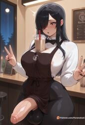 1futa 2025 ai_generated balls coffee cum cumshot female femdom furanataai futa_focus futa_only futadom futanari looking_at_viewer moaning penis waitress waitress_uniform