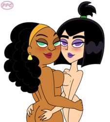 2girls asymmetrical_docking danny_phantom dark-skinned_female dark_skin multiple_girls nickelodeon nude purfectprincessgirl sam_manson valerie_gray yuri