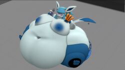 bbw big_breasts blob breasts cleavage eeveelution female furry glaceon huge_breasts hyper_breasts kingofthekabuto nipples overweight queenofthekabuto thick_thighs wide_hips