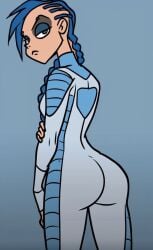 1girls anna_(metal_family) big_ass blue_hair braided_hair braided_ponytail braids clothed clothing eye_piercing eyeshadow female female_focus female_only glaring glaring_at_viewer jumpsuit latex looking_at_viewer metal_family milf mohawk mohawk_(hairstyle) pierced_eyebrow piercing_eyes piercings staring staring_at_viewer tagme