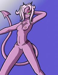 2017 anthro breasts dreamkeepers female hair half-closed_eyes hi_res mammal namah_calah nipples nude pink_hair pussy solo spade_tail thelordoflemonz