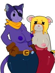 big_breasts brawl_stars genderswap_(mtf) kit_(brawl_stars) moe_(brawl_stars) rule_63 tits_out