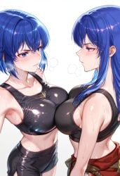 2girls ai_generated angry ass belly breasts caeda_(fire_emblem) catfight catria_(fire_emblem) fight fire_emblem hate