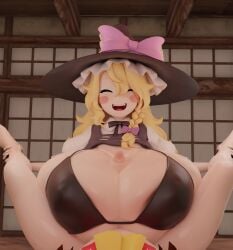 1futa 1girls 3d animated female futanari gigantic_breasts huge_breasts jinouga97 kirisame_marisa marisa_kirisame massive_breasts paizuri pov reimu_hakurei tagme touhou video