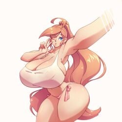 1girls ass big_ass blue_eyes bra breasts brother_complex female female_only huge_breasts long_hair looking_at_viewer n647 orange_hair panties rose_drake_(n647) selfie solo thick_thighs thin_waist v wide_hips wink