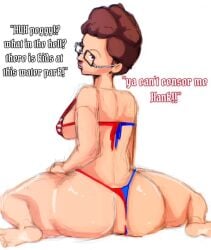 anal anal_beads anal_insertion anal_sex ass_focus big_ass brown_hair dialogue fat_ass glasses king_of_the_hill looking_at_viewer milf patriotic_clothing peggy_hill pov pov_eye_contact randomart sex_toy sweaty_butt swimsuit tagme tanline text thong video