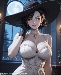 ai_assisted ai_generated akira_hentai alcina_dimitrescu breasts date female female_focus female_only hair inviting patreon patreon_reward patreon_username portrait resident_evil resident_evil_8:_village smile smiling_at_viewer teasing teasing_viewer tucking_hair_back