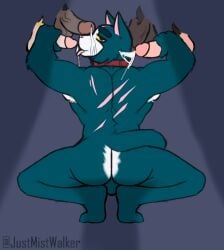 2023 absurd_res alien anthro ass avocato back_muscles barazoku big_butt big_penis blue_background blue_body blue_fur broly_culo collar crouching cum cum_on_face dark-skinned_male dark_penis dark_skin digital_drawing_(artwork) digital_media_(artwork) domestic_cat felid feline final_space fur furry gangbang gay hairy_armpits handjob human interracial interspecies light-skinned_male light_skin male male/male male_anthro masturbating_during_fellatio masturbation multiple_penises muscle muscular muscular_male naked_male orgy scars_on_back simple_background the_mist_walker tongue_out ventrexian white_markings white_penis