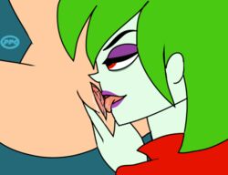 2girls cunnilingus danny_phantom eyeshadow ghost ghost_girl green_hair jazz_fenton kitty_(danny_phantom) multiple_girls nickelodeon nude purfectprincessgirl purple_eyes purple_eyeshadow red_eyes sex yuri