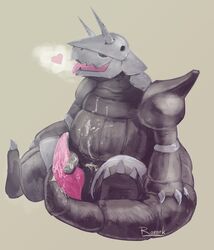 aggron animal_genitalia big_penis cum cum_on_self genital_slit heart male male_only masturbation nintendo penis pokémon_(species) pokemon pokemon_(species) pokemon_rse rorark slightly_chubby slit solo tagme tapering_penis tongue tongue_out video_games