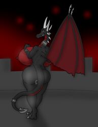 2017 anthro ass big_breasts big_butt breasts claws corrupted_cynder cynder dinobust dragon female horn huge_breasts looking_at_viewer nipples nude scalie smile solo spyro_the_dragon teeth thick_thighs video_games wings